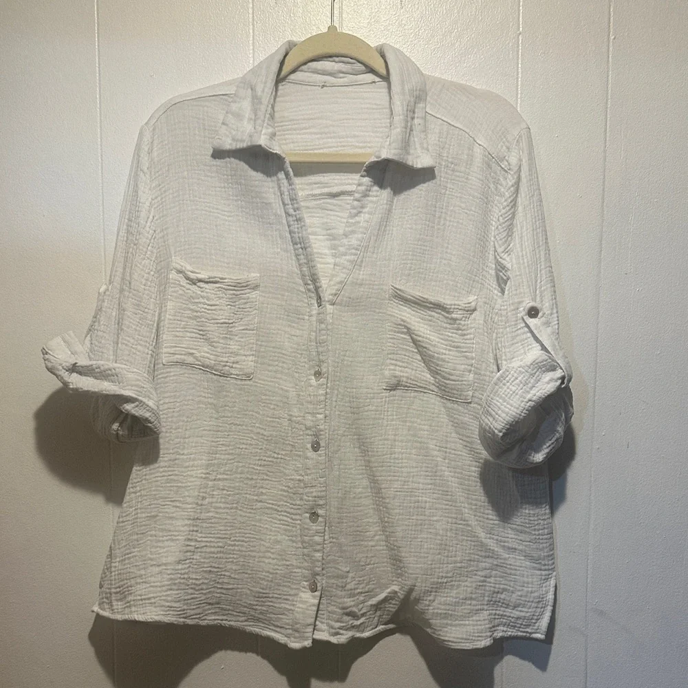 Xl casual white button‎ up